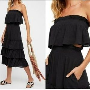 endless summer by free people sea breeze strapless crop top & midi skirt
